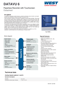 Thumbnail of document Data Sheet - DataVU 6 Paperless Recorder